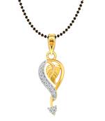 Vighnaharta Attractive Leaf Gold and Rhodium Plated Mangalsutra Chain Pendant