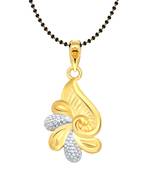 Vighnaharta Flower Shine Gold and Rhodium Plated Mangalsutra Chain Pendant