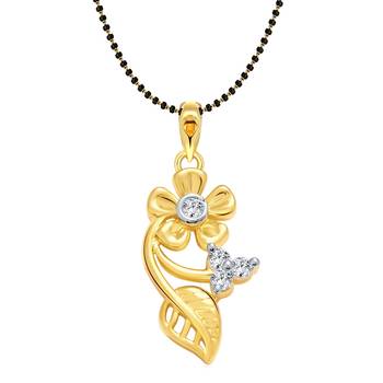 Vighnaharta Dream Flower Gold and Rhodium Plated Mangalsutra Chain Pendant 1