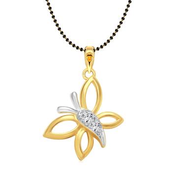 Vighnaharta Angel Butterfly Gold and Rhodium Plated Mangalsutra Chain Pendant 1