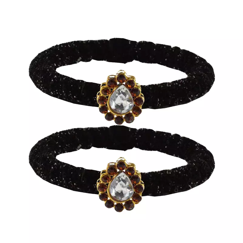 Brass And Acrylic Bangles Color-Black