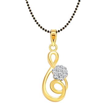 Vighnaharta Flora Tune Gold and Rhodium Plated Mangalsutra Chain Pendant 1