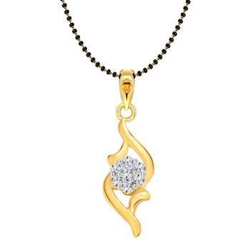 Vighnaharta Floral Gold and Rhodium Plated Mangalsutra Chain Pendant 1