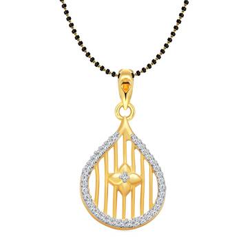 Vighnaharta Guitar Flora Gold and Rhodium Plated Mangalsutra Chain Pendant 1