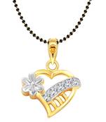 Vighnaharta Sweet Heart Flower Gold and Rhodium Plated Mangalsutra Chain Pendant