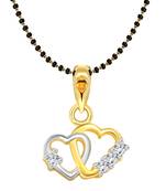 Vighnaharta Power Couple Heart Gold and Rhodium Plated Mangalsutra Chain Pendant