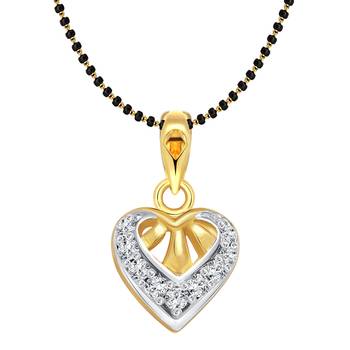 Vighnaharta Modish Heart Gold and Rhodium Plated Mangalsutra Chain Pendant 1