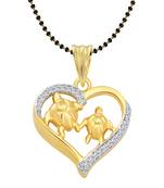 Vighnaharta Lucky Tortoise Heart Gold and Rhodium Plated Mangalsutra Chain Pendant