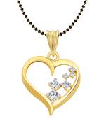 Vighnaharta Glittering Heart Gold and Rhodium Plated Mangalsutra Chain Pendant