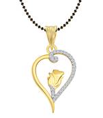 Vighnaharta Sweet Rose Heart Gold and Rhodium Plated Mangalsutra Chain Pendant