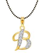 Vighnaharta Initial Letter "B" Gold and Rhodium Plated Mangalsutra Chain Pendant