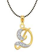 Vighnaharta Initial Letter "D" Gold and Rhodium Plated Mangalsutra Chain Pendant