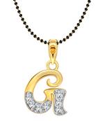 Vighnaharta Initial Letter "G" Gold and Rhodium Plated Mangalsutra Chain Pendant