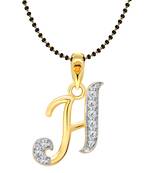 Vighnaharta Initial Letter "H" Gold and Rhodium Plated Mangalsutra Chain Pendant