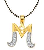 Vighnaharta Initial Letter "M" Gold and Rhodium Plated Mangalsutra Chain Pendant