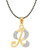 Vighnaharta Initial Letter "R" Gold and Rhodium Plated Mangalsutra Chain Pendant