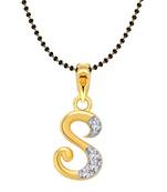 Vighnaharta Initial Letter "S" Gold and Rhodium Plated Mangalsutra Chain Pendant