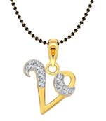 Vighnaharta Initial Letter "V" Gold and Rhodium Plated Mangalsutra Chain Pendant
