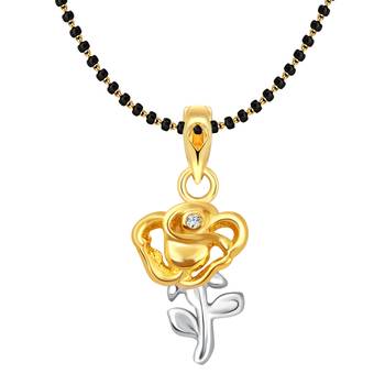 Vighnaharta Little Rose CZ Gold and Rhodium Plated Mangalsutra Chain Pendant- VFJ1142MSPG 1