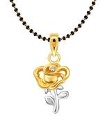 Vighnaharta Little Rose CZ Gold and Rhodium Plated Mangalsutra Chain Pendant- VFJ1142MSPG