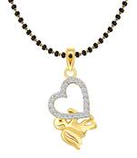 Vighnaharta Love Bird CZ Gold and Rhodium Plated Mangalsutra Chain Pendant- VFJ1143MSPG