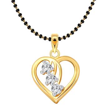 Vighnaharta Cherry Heart CZ Gold and Rhodium Plated Mangalsutra Chain Pendant- VFJ1144MSPG 1