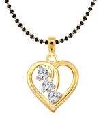 Vighnaharta Cherry Heart CZ Gold and Rhodium Plated Mangalsutra Chain Pendant- VFJ1144MSPG
