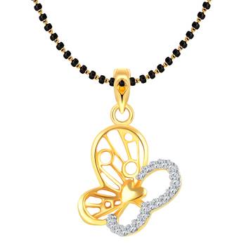 Vighnaharta Modish Butterfly CZ Gold and Rhodium Plated Mangalsutra Chain Pendant- VFJ1145MSPG 1