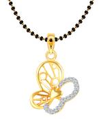 Vighnaharta Modish Butterfly CZ Gold and Rhodium Plated Mangalsutra Chain Pendant- VFJ1145MSPG