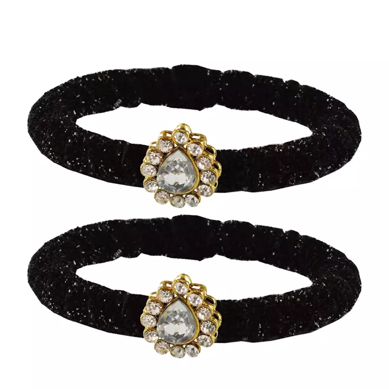Brass And Acrylic Bangles Color-Black