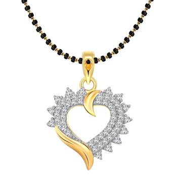 Vighnaharta Miracle Heart CZ Gold and Rhodium Plated Mangalsutra Chain Pendant- VFJ1146MSPG 1