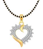 Vighnaharta Miracle Heart CZ Gold and Rhodium Plated Mangalsutra Chain Pendant- VFJ1146MSPG