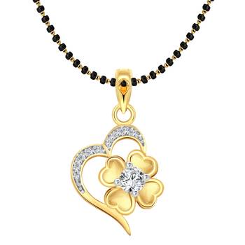 Vighnaharta Awesome Flora Heart CZ Gold and Rhodium Plated Mangalsutra Chain Pendant- VFJ1147MSPG 1