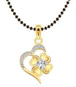 Vighnaharta Awesome Flora Heart CZ Gold and Rhodium Plated Mangalsutra Chain Pendant- VFJ1147MSPG
