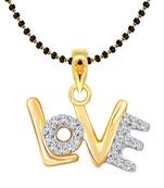 Vighnaharta Initial LOVE CZ Gold and Rhodium Plated Mangalsutra Chain Pendant- VFJ1148MSPG