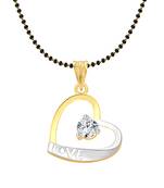 Vighnaharta Love Heart Solitaire CZ Gold and Rhodium Plated Mangalsutra Chain Pendant- VFJ1149MSPG