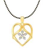 Vighnaharta Flower Diamond Heart CZ Gold and Rhodium Plated Mangalsutra Chain Pendant- VFJ1150MSPG