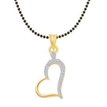 Vighnaharta Pretty Heart CZ Gold and Rhodium Plated Mangalsutra Chain Pendant- VFJ1151MSPG 1