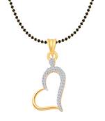 Vighnaharta Pretty Heart CZ Gold and Rhodium Plated Mangalsutra Chain Pendant- VFJ1151MSPG