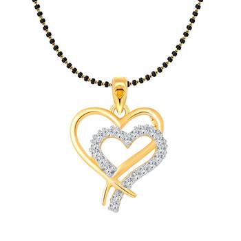 Vighnaharta Twin Heart CZ Gold and Rhodium Plated Mangalsutra Chain Pendant- VFJ1152MSPG 1