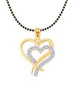 Vighnaharta Twin Heart CZ Gold and Rhodium Plated Mangalsutra Chain Pendant- VFJ1152MSPG