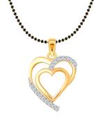 Vighnaharta Fancy Double Heart CZ Gold and Rhodium Plated Mangalsutra Chain Pendant- VFJ1153MSPG
