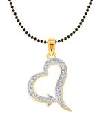 Vighnaharta Nice Arrow Heart CZ Gold and Rhodium Plated Mangalsutra Chain Pendant- VFJ1154MSPG