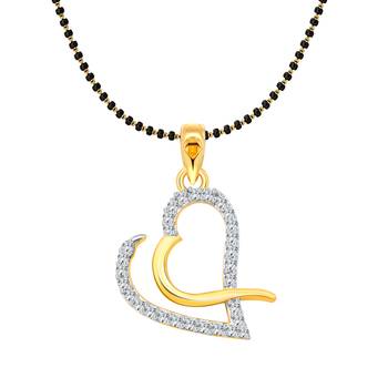 Vighnaharta Creative Heart CZ Gold and Rhodium Plated Mangalsutra Chain Pendant- VFJ1155MSPG 1