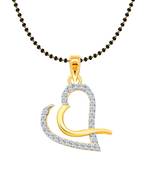 Vighnaharta Creative Heart CZ Gold and Rhodium Plated Mangalsutra Chain Pendant- VFJ1155MSPG