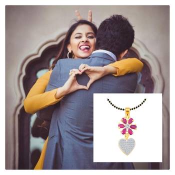 Vighnaharta Ruby Flower Heart CZ Gold and Rhodium Plated Mangalsutra Chain Pendant- VFJ1160MSPG 2