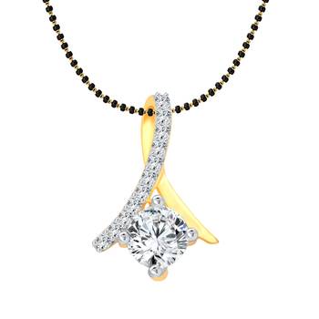 Vighnaharta Fashion Solitaire CZ Gold and Rhodium Plated Mangalsutra Chain Pendant- VFJ1162MSPG 1
