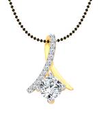 Vighnaharta Fashion Solitaire CZ Gold and Rhodium Plated Mangalsutra Chain Pendant- VFJ1162MSPG