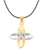 Vighnaharta Flower Solitaire CZ Gold and Rhodium Plated Mangalsutra Chain Pendant- VFJ1164MSPG
