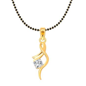 Vighnaharta Youth Solitaire CZ Gold and Rhodium Plated Mangalsutra Chain Pendant- VFJ1165MSPG 1